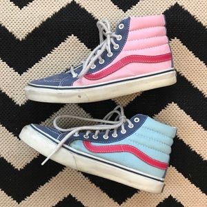 VANS old skool high top sneaker in pink & blue
